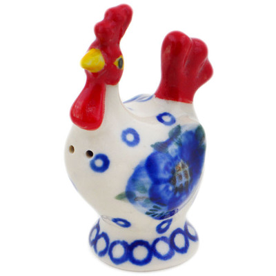 Polish Pottery Salt Shaker 2&quot; Blue Poppy Circle UNIKAT
