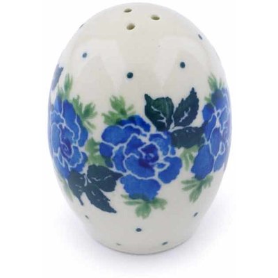 Polish Pottery Salt Shaker 2-inch Blue Rose
