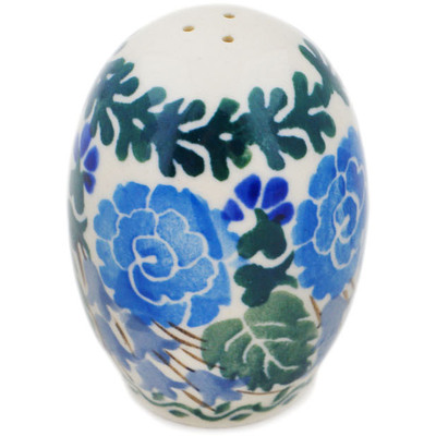 Polish Pottery Salt Shaker 2-inch Blue Rose Trellis UNIKAT