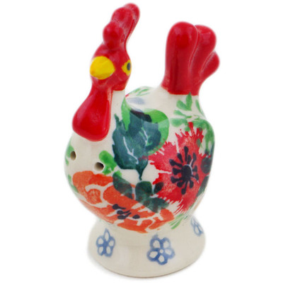 Polish Pottery Salt Shaker 2&quot; Candy Red Poppy UNIKAT