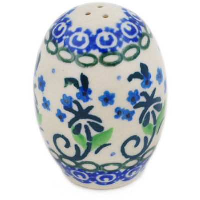 Polish Pottery Salt Shaker 2-inch Forget Me Not Circle UNIKAT