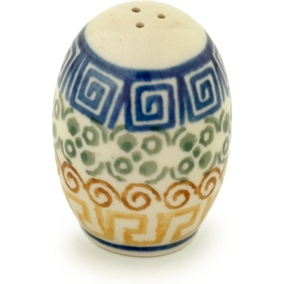 Polish Pottery Salt Shaker 2-inch Grecian Sea