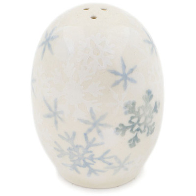 Polish Pottery Salt Shaker 2-inch Silver Snow Fall UNIKAT