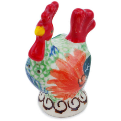 Polish Pottery Salt Shaker 2&quot; Summer Rooster UNIKAT
