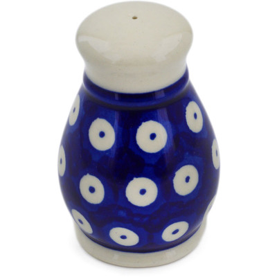 Polish Pottery Salt Shaker 3&quot; Blue Eyed Peacock