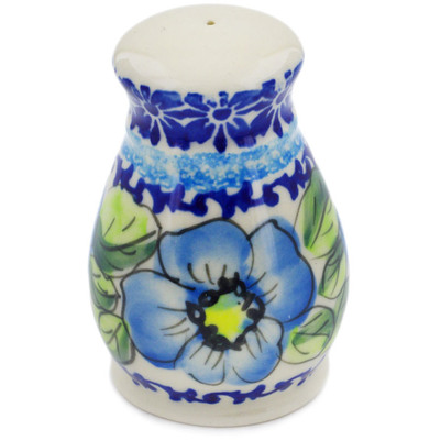 Polish Pottery Salt Shaker 3&quot; Bold Blue Poppies UNIKAT