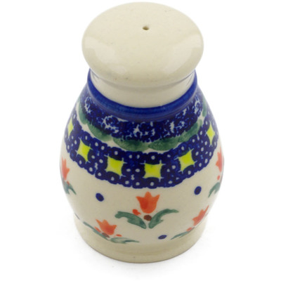 Polish Pottery Salt Shaker 3&quot; Cocentric Tulips