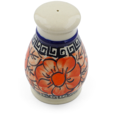 Polish Pottery Salt Shaker 3&quot; Fire Poppies UNIKAT