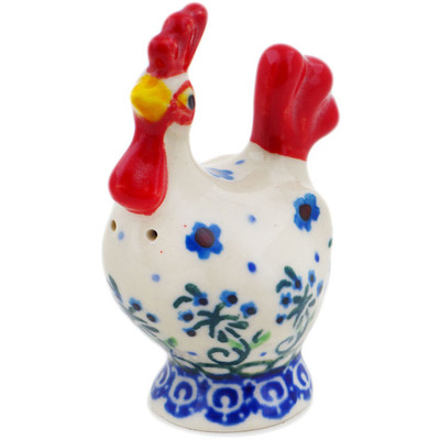 Polish Pottery Salt Shaker 3&quot; Forget Me Not Circle UNIKAT