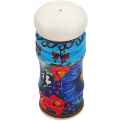 Polish Pottery Salt Shaker 4&quot; Blue Garden UNIKAT