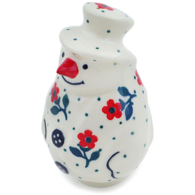 Polish Pottery Salt Shaker 4&quot; Flowering Scarlet Flax