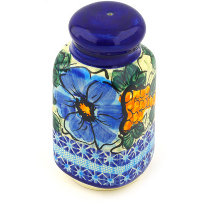 Polish Pottery Salt Shaker 5&quot; Corn In The Blue UNIKAT