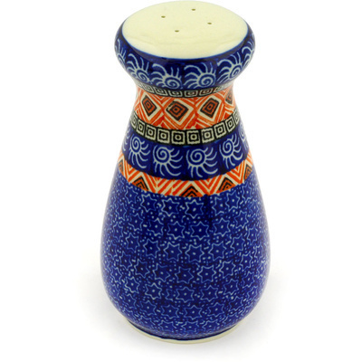 Polish Pottery Salt Shaker 6&quot; Aztec Night