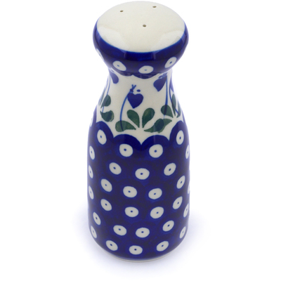 Polish Pottery Salt Shaker 6&quot; Bleeding Heart Peacock