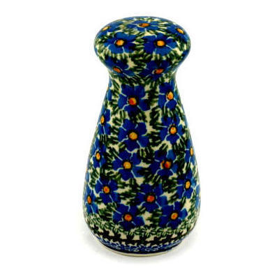 Polish Pottery Salt Shaker 6&quot; Blue Daisy Dream UNIKAT