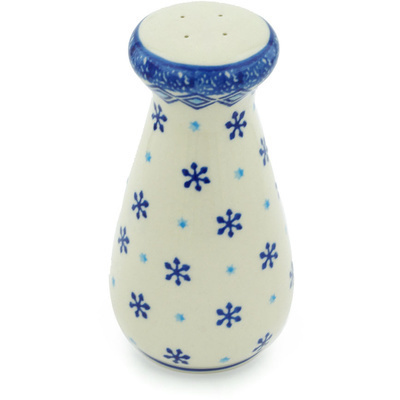 Polish Pottery Salt Shaker 6&quot; Blue Snowflake