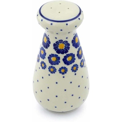 Polish Pottery Salt Shaker 6&quot; Blue Zinnia