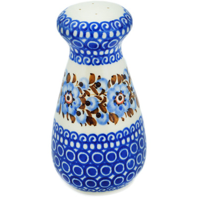 Polish Pottery Salt Shaker 6&quot; Brown And Blue Beauty UNIKAT