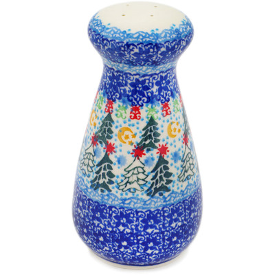 Polish Pottery Salt Shaker 6&quot; Glowing Christmas Trees UNIKAT