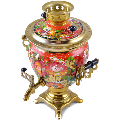 Metal Samovar 14&quot; Scarlet Floral