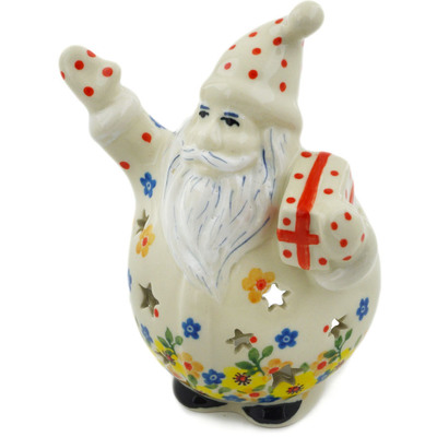Polish Pottery Santa Candle Holder 5&quot; Country Spring