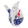 Polish Pottery Santa Candle Holder 5&quot; Peacock Leaves