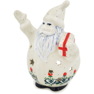 Polish Pottery Santa Candle Holder 5&quot; Simple Tulip