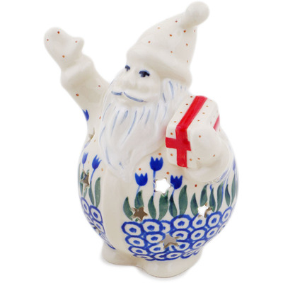 Polish Pottery Santa Candle Holder 5&quot; Water Tulip