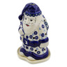 Polish Pottery Santa Candle Holder 6&quot; Falling Snowflakes