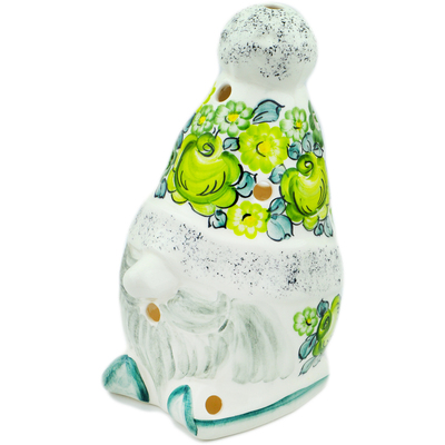 Faience Santa Candle Holder 6&quot; Green Wave