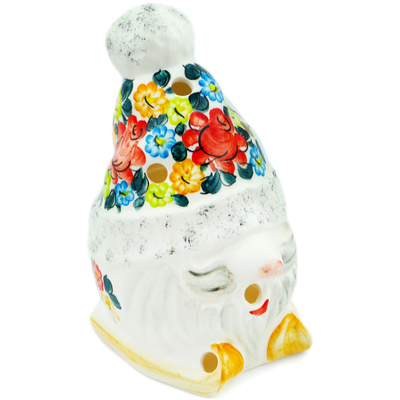 Faience Santa Candle Holder 6&quot; Little Flower Patch