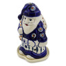 Polish Pottery Santa Candle Holder 6&quot; Peacock Leaves