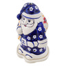 Polish Pottery Santa Candle Holder 6&quot; Poppies And Ferns
