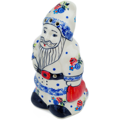 Polish Pottery Santa Candle Holder 7&quot; Dancing Flowers UNIKAT