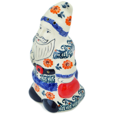 Polish Pottery Santa Candle Holder 7&quot; Meadow Floret UNIKAT