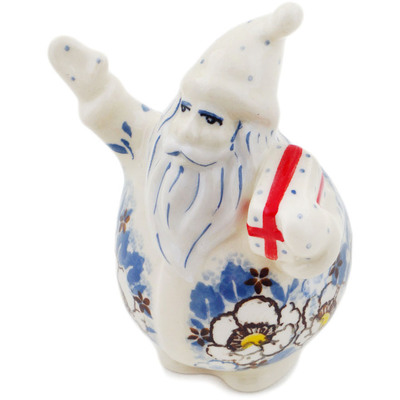 Polish Pottery Santa Claus Figurine 4&quot; Pansy Parade UNIKAT