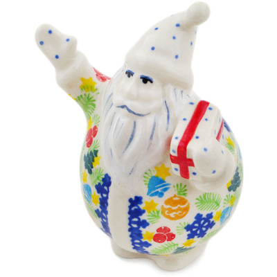 Polish Pottery Santa Claus Figurine 4&quot; Winter Sprinkles UNIKAT