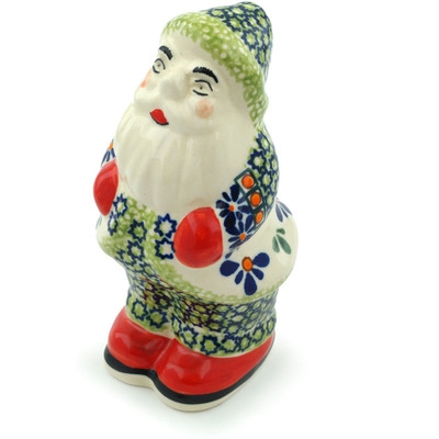 Polish Pottery Santa Claus Figurine 6&quot; Gingham Flowers