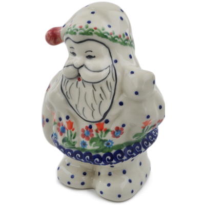 Polish Pottery Santa Claus Figurine 6&quot; Spring Flowers