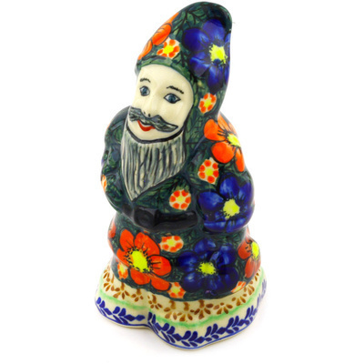 Polish Pottery Santa Claus Figurine 7&quot; Rainbow Poppies UNIKAT
