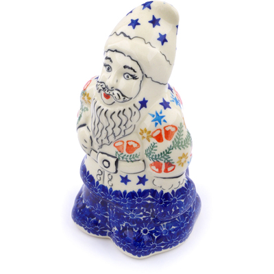 Polish Pottery Santa Claus Figurine 7&quot; Wreath Of Bells