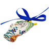 Polish Pottery Santa Claus Ornament 3&quot; Lucky Blue Clover