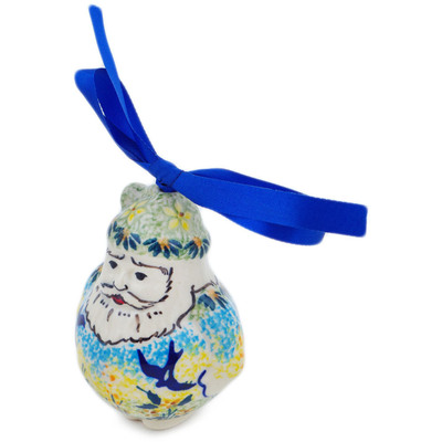 Polish Pottery Santa Claus Ornament 4&quot; Birds In The Sunset UNIKAT