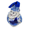 Polish Pottery Santa Claus Ornament 4" Cobalt Butterflies UNIKAT