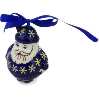 Polish Pottery Santa Claus Ornament 4&quot; Daisy