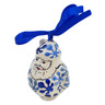 Polish Pottery Santa Claus Ornament 4&quot; Flower Clouds UNIKAT