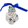Polish Pottery Santa Claus Ornament 4&quot; Lucky Blue Clover