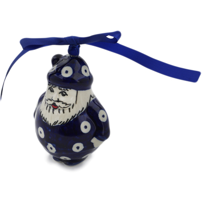 Polish Pottery Santa Claus Ornament 4&quot; Peacock Eyes