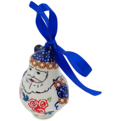Polish Pottery Santa Claus Ornament 4&quot; Radiant Roses