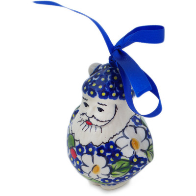 Polish Pottery Santa Claus Ornament 4&quot; Vivid Garden UNIKAT